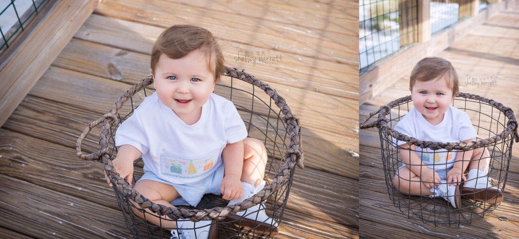 Shelley Barrett Photography | Pensacola, Fort Walton, Gulf Breeze, Navarre, Pace, Perdido Beach, Florida | One Year Old Birthday Boy, First Birthday Portrait Photographer, Cake Smash Pictures