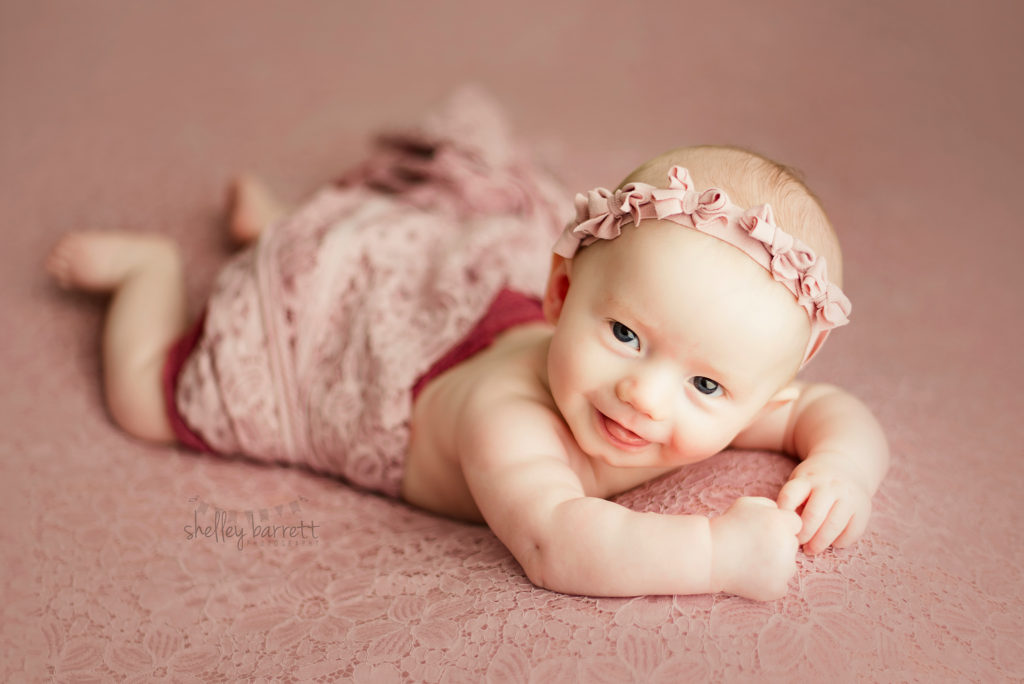 Shelley Barrett Photography | Newborn Baby Girl | Tummy Time | 3 Months | Grow With Me | Pensacola, Pace, Gulf Breeze, Navarre, Beach, Milton, Florida Photographer | Picture, Photo, Portrait, Pic