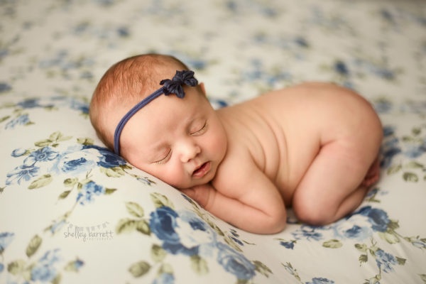 Newborn baby girl take portraits at Pensacola Photography studio.