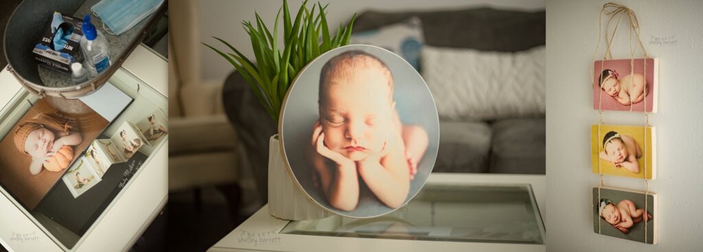 Pensacola, Florida newborn and family photographer, Shelley Barrett Photography takes adorable photos of a sweet baby girl in her Pace, Florida photography studio.