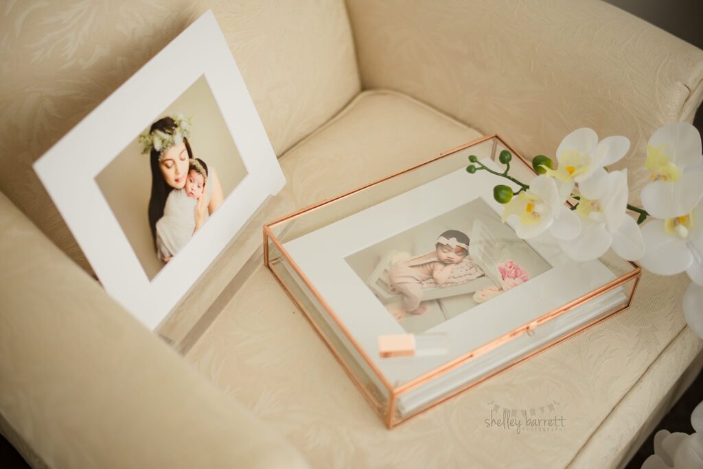 Pensacola, Florida newborn and family photographer, Shelley Barrett Photography takes adorable photos of a sweet baby girl in her Pace, Florida photography studio.