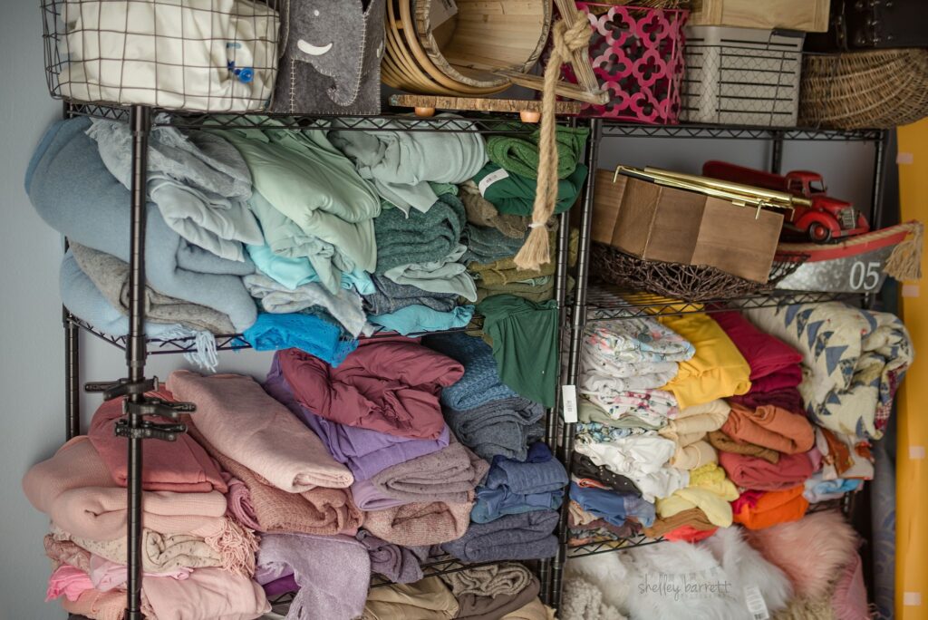 Pensacola, Florida newborn and family photographer, Shelley Barrett Photography takes adorable photos of a sweet baby girl in her Pace, Florida photography studio.