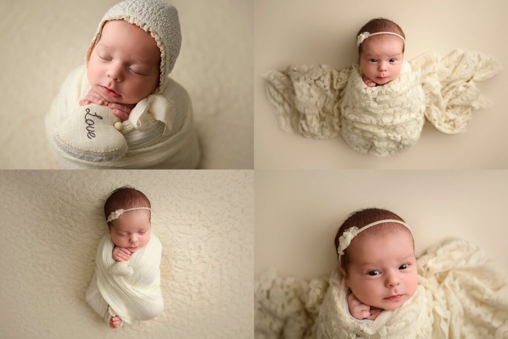 Pensacola, Florida newborn and family photographer, Shelley Barrett Photography takes adorable photos of a sweet baby girl in her Pace, Florida photography studio.