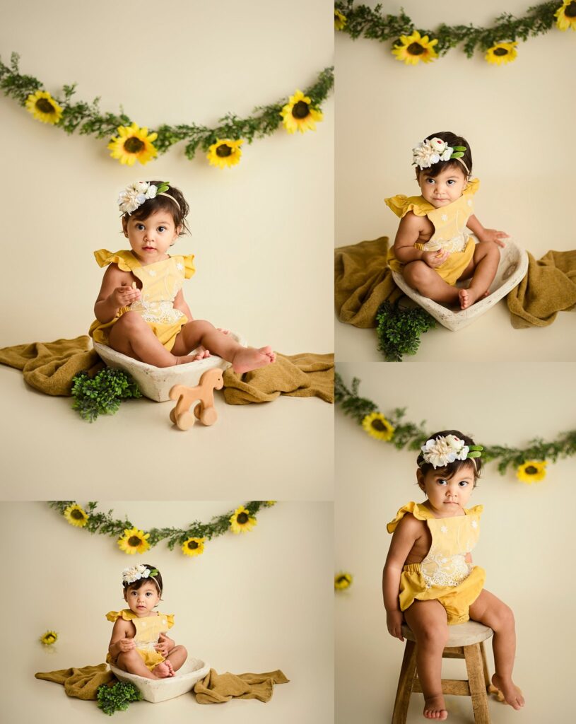 Cake smash and portraits for one year old baby girl by Pensacola Florida photographer, Shelley Barrett Photography
