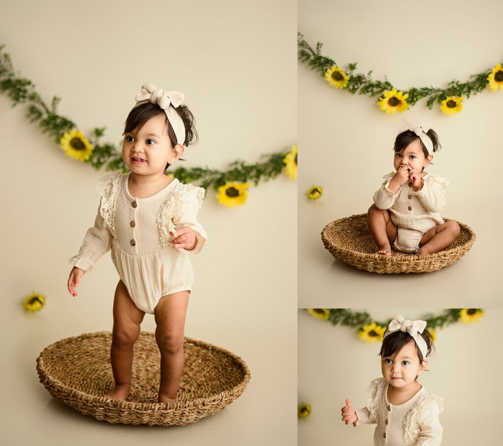 Cake smash and portraits for one year old baby girl by Pensacola Florida photographer, Shelley Barrett Photography