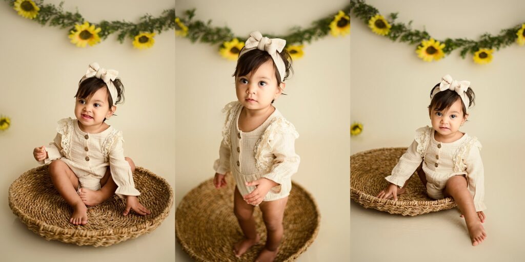 Cake smash and portraits for one year old baby girl by Pensacola Florida photographer, Shelley Barrett Photography