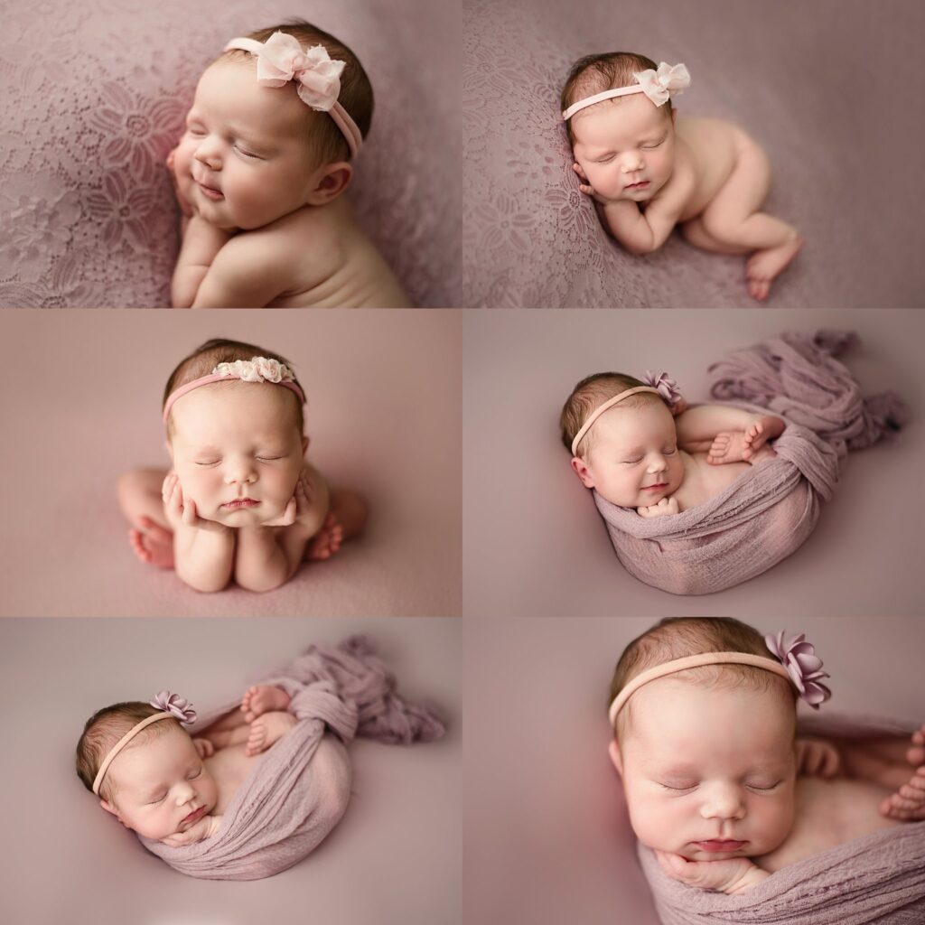 Pensacola, Florida newborn and family photographer, Shelley Barrett Photography takes adorable photos of a sweet baby girl in her Pace, Florida photography studio.