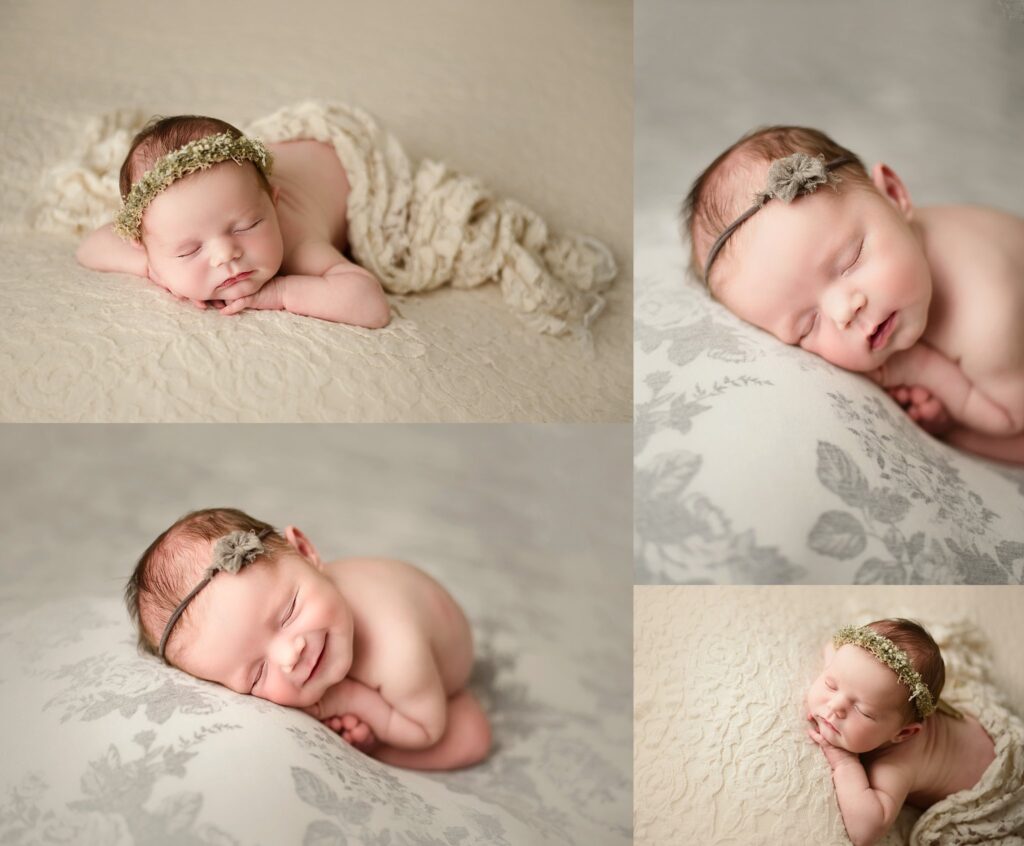 Pensacola, Florida newborn and family photographer, Shelley Barrett Photography takes adorable photos of a sweet baby girl in her Pace, Florida photography studio.