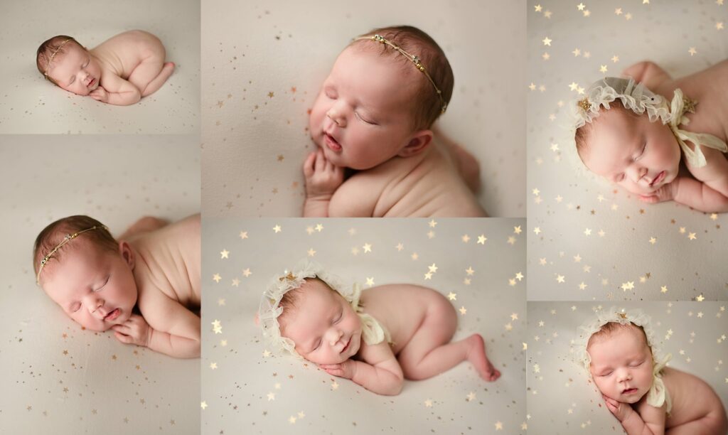 Pensacola, Florida newborn and family photographer, Shelley Barrett Photography takes adorable photos of a sweet baby girl in her Pace, Florida photography studio.