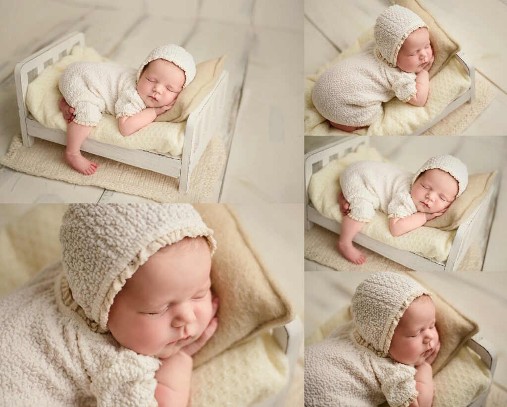 Pensacola, Florida newborn and family photographer, Shelley Barrett Photography takes adorable photos of a sweet baby girl in her Pace, Florida photography studio.