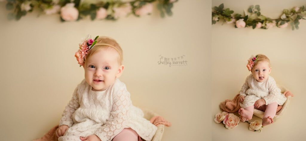 Pensacola Cake Smash Photographer, Cake smash and portraits for one year old baby girl by Pensacola Florida photographer, Shelley Barrett Photography