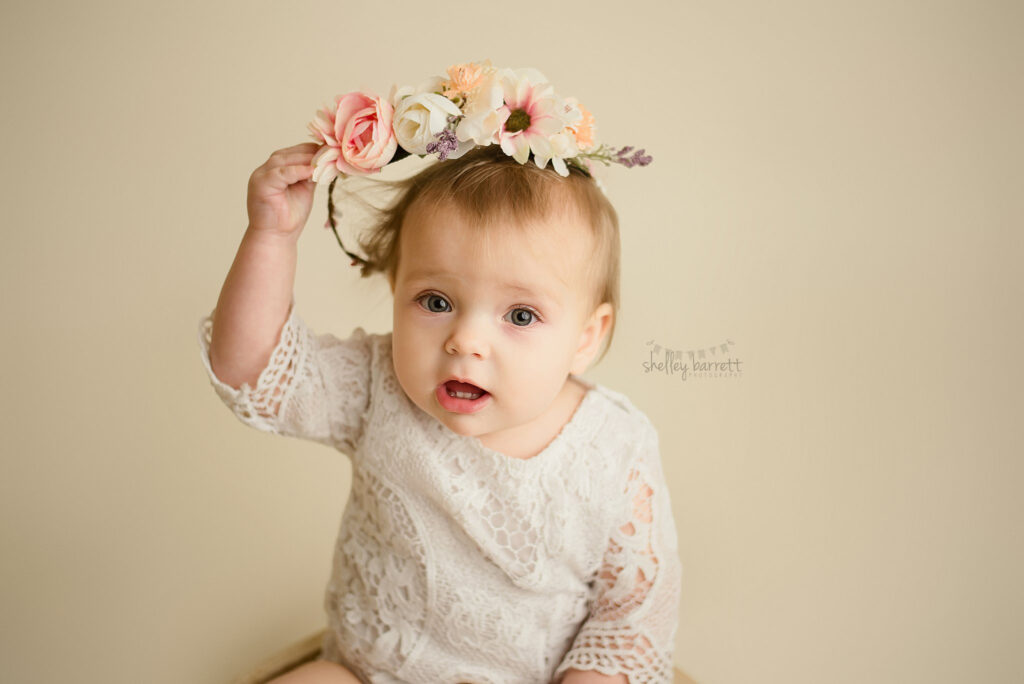 Gulf Breeze FL Cake Smash Photographer, Cake smash and portraits for one year old baby girl by Pensacola Florida photographer, Shelley Barrett Photography