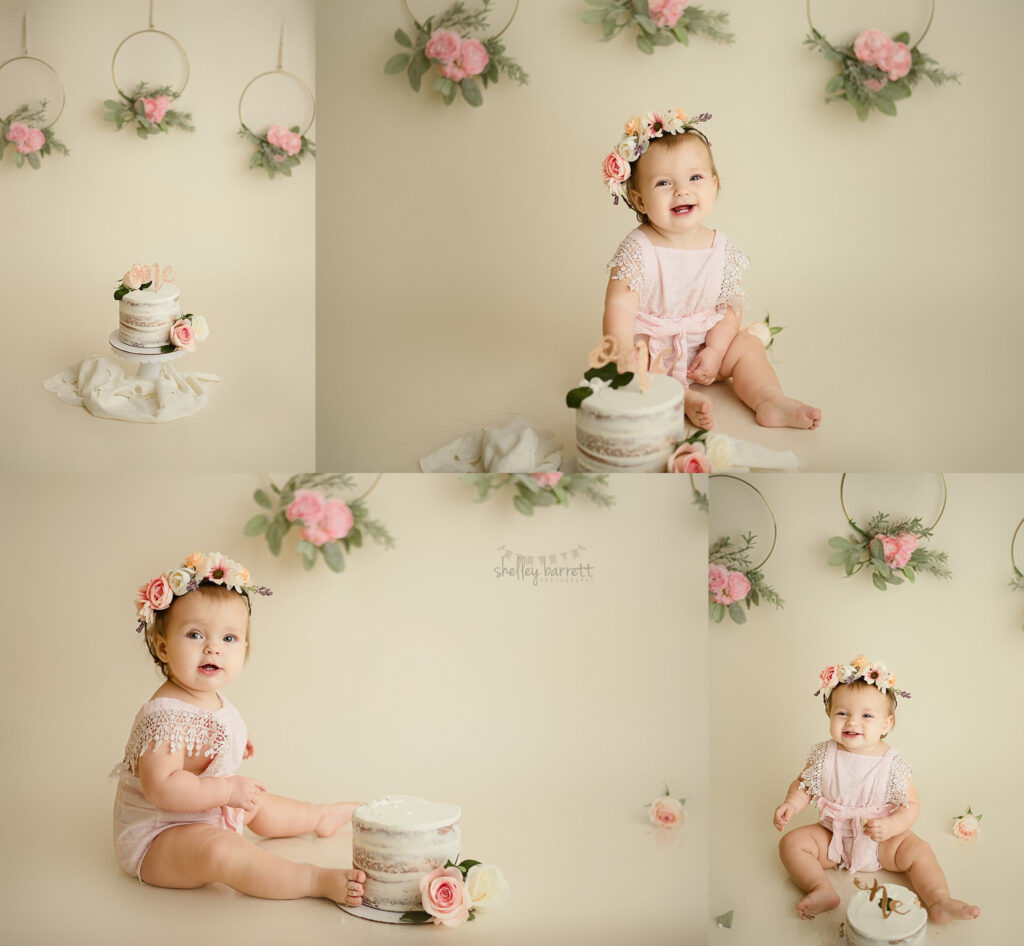 Gulf Breeze FL Cake Smash Photographer, Cake smash and portraits for one year old baby girl by Pensacola Florida photographer, Shelley Barrett Photography