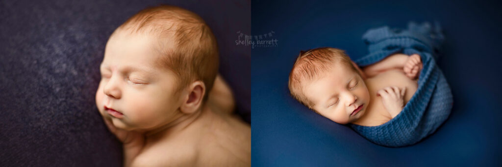 Pensacola, Florida newborn and family photographer, Shelley Barrett Photography takes adorable photos of a sweet baby boy in her Pace, Florida photography studio.