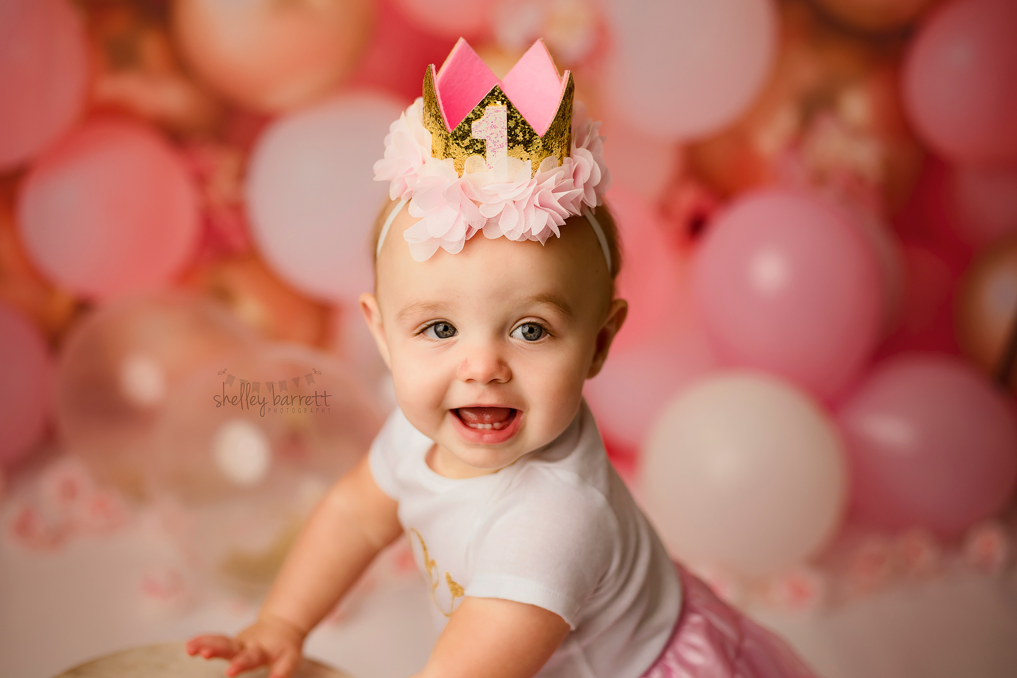 Shelley Barrett Photography Pensacola Pace Milton Navarre Gulf Breeze Shores Mobile Florida Alabama Cake Smash One Year Old Baby Girl Photographer Portrait Pictures