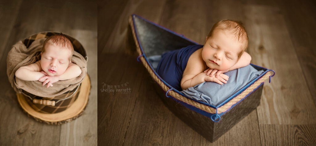Pensacola Newborn Photographer, Pensacola, Florida newborn and family photographer, Shelley Barrett Photography takes adorable photos of a sweet baby boy in her Pace, Florida photography studio.
