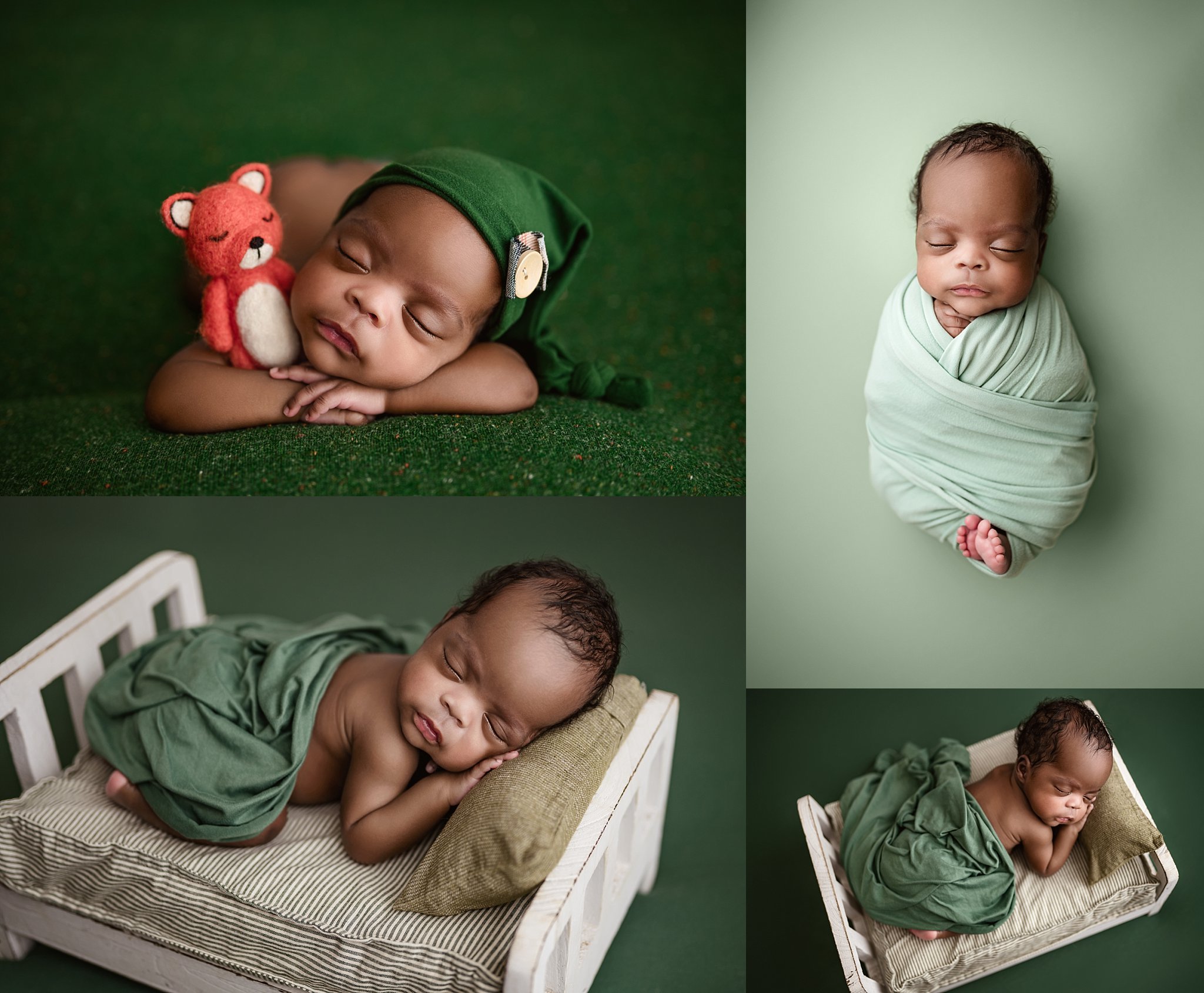 Posed newborn baby photographed in a professional newborn photography studio near Trussville, Alabama.