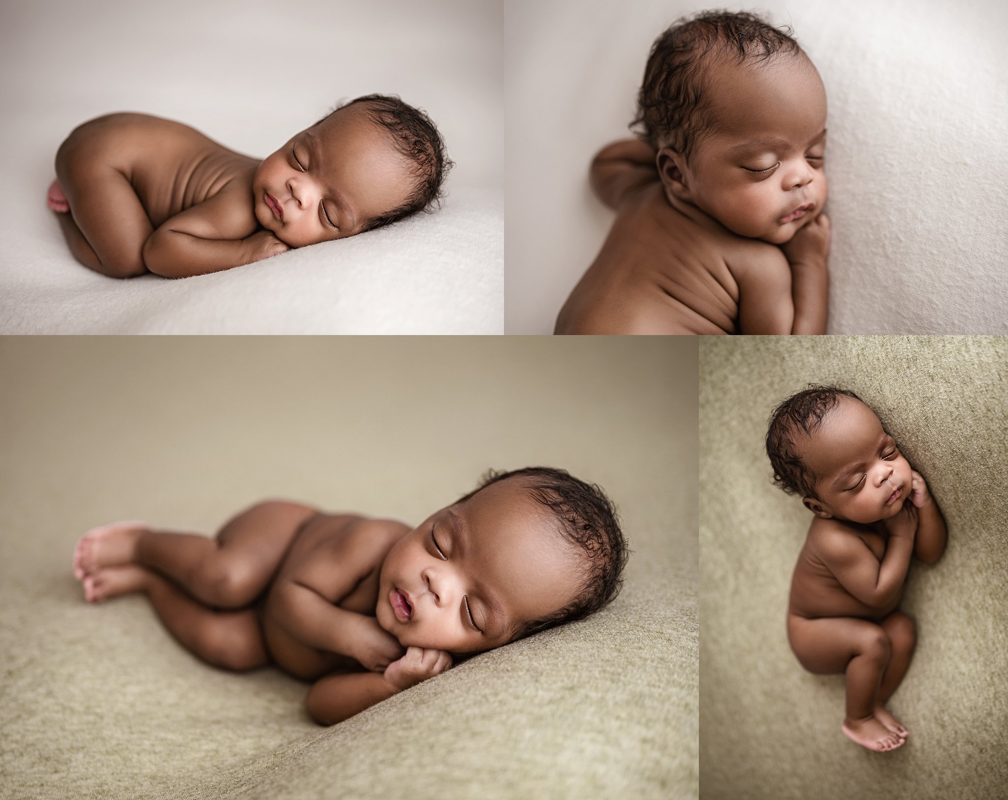 Posed newborn baby photographed in a professional newborn photography studio in Springville Alabama.