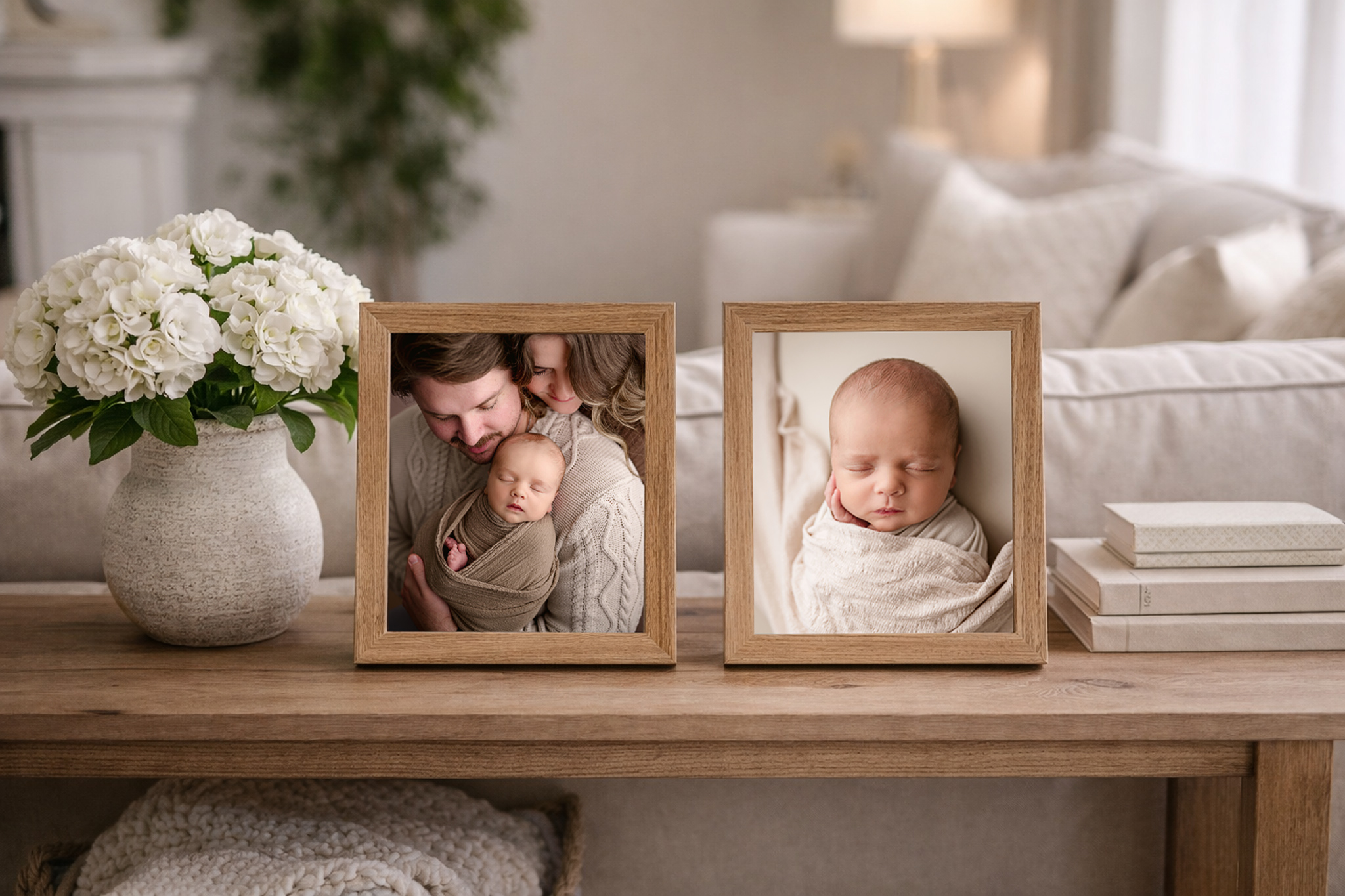 Smaller-Wooden-Frames-on-Sofa-Table---Beckett