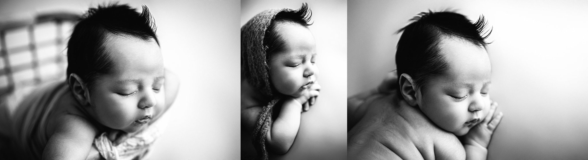 Black and white newborn portrait captured in a Trussville, Alabama newborn photography studio.