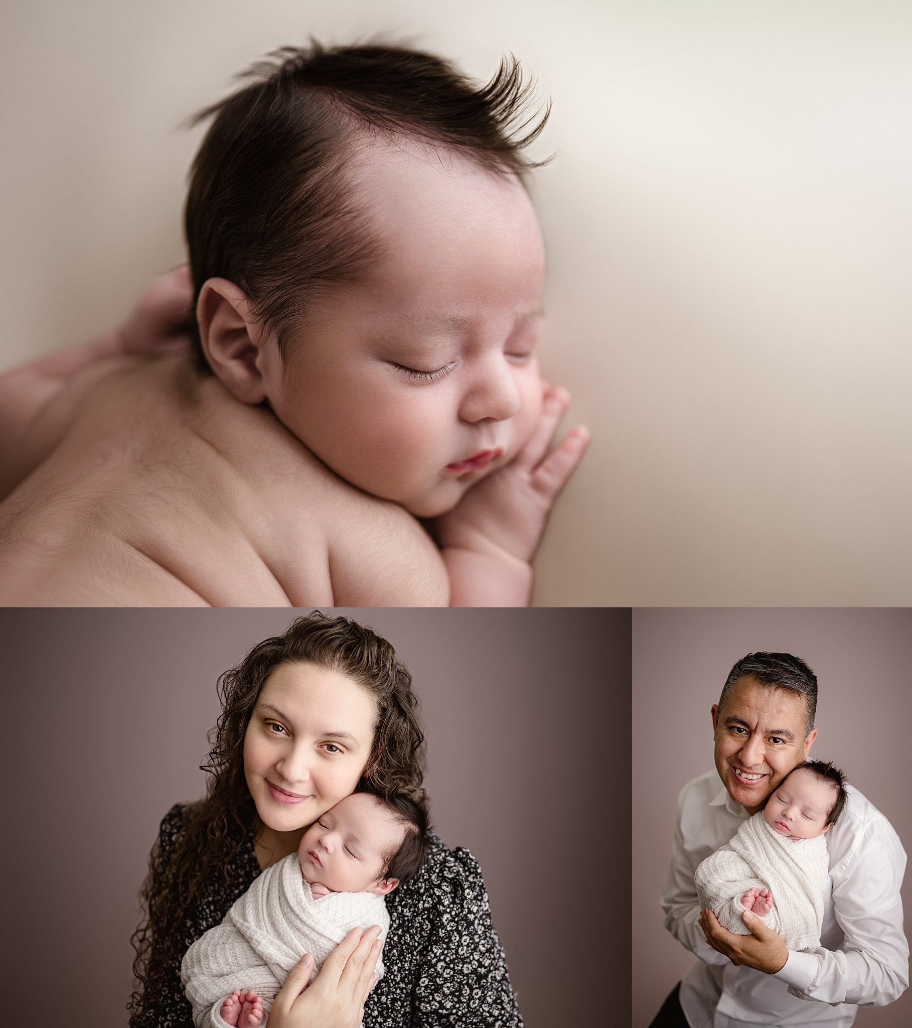 Mother cuddling her newborn baby during a Springville, Alabama newborn photography session.