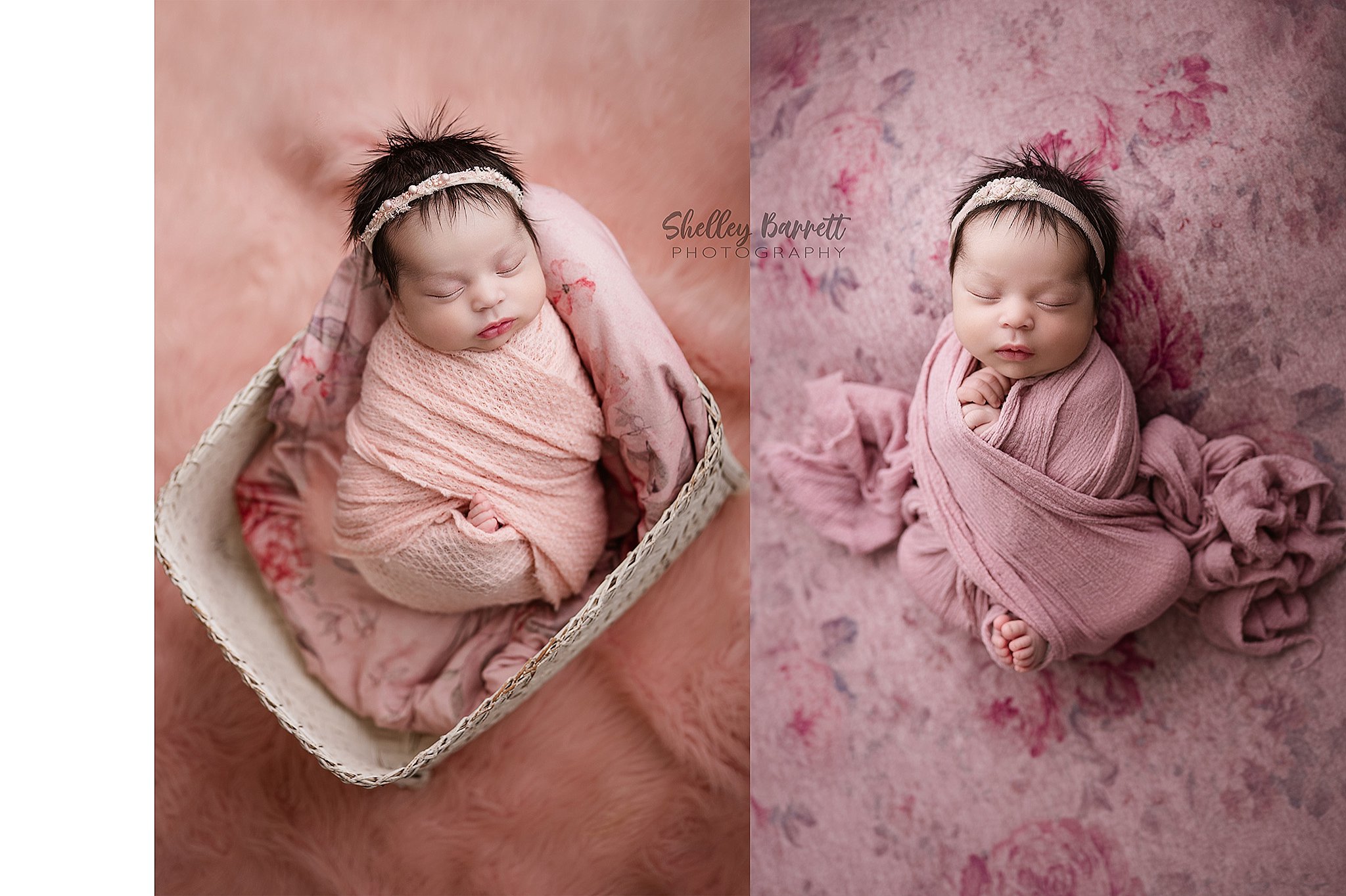 Newborn baby wrapped and sleeping in a Springville Alabama newborn photography session