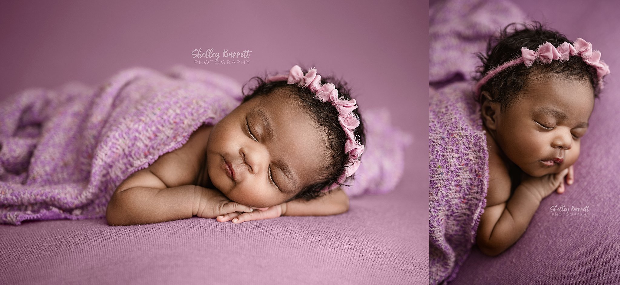 Baby girl in a purple newborn photography session in Springville, Alabama