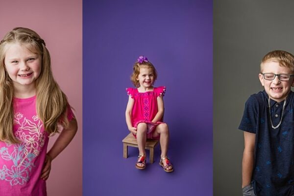 Colorful school-themed portrait captured at a Birmingham children's photography studio