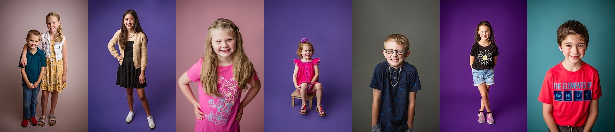 Colorful school-themed portrait captured at a Birmingham children's photography studio