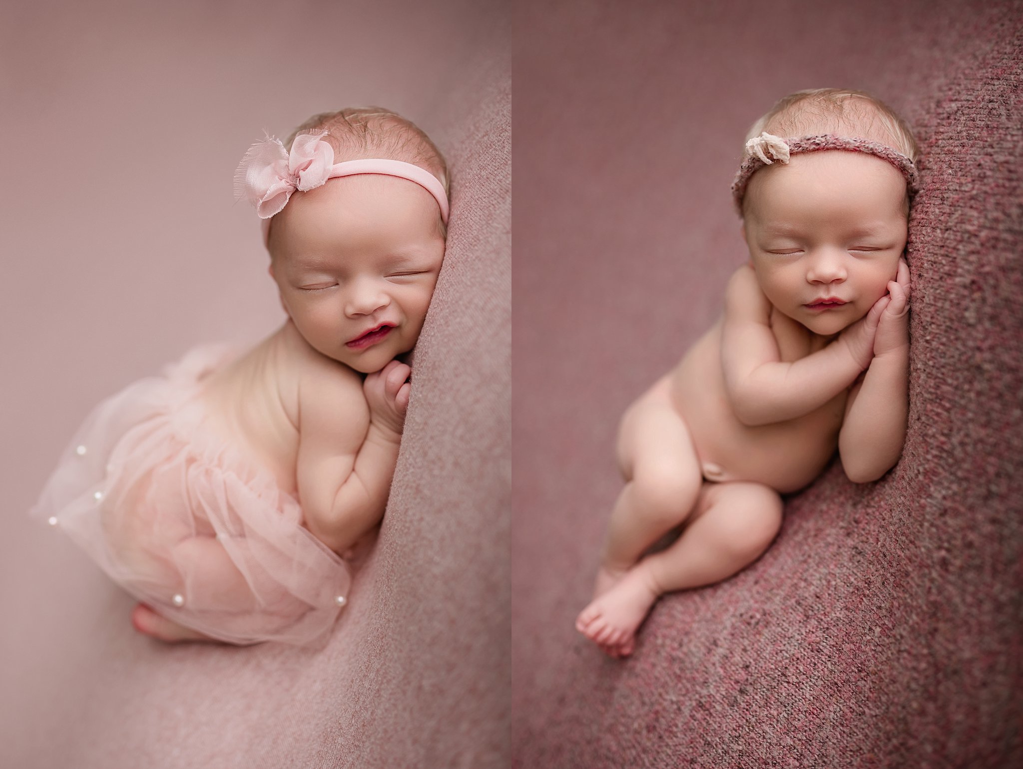 Sleeping summer newborn photographed by a Birmingham newborn photographer smiling